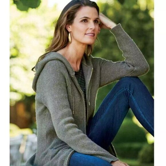 Soft Surroundings Wool Blend Full Zip Sweater Jacket Large L NWT - Picture 1 of 4